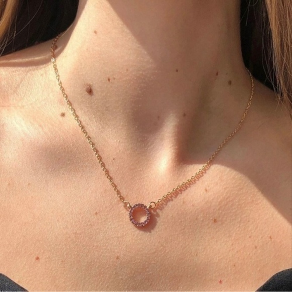 Pink Rhinestone Pendant Necklace